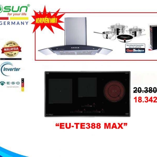 COMBO BẾP ĐIỆN TỪ 3 VÙNG NẤU EUROSUN EU-TE388MAX